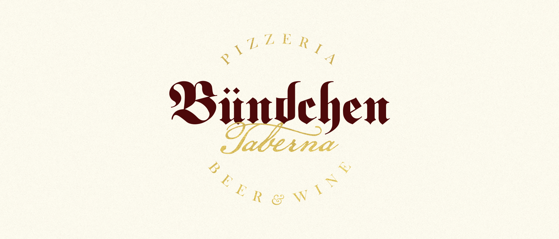 Logotipo da Bundchen Pizzaria aplicado em um fundo claro.